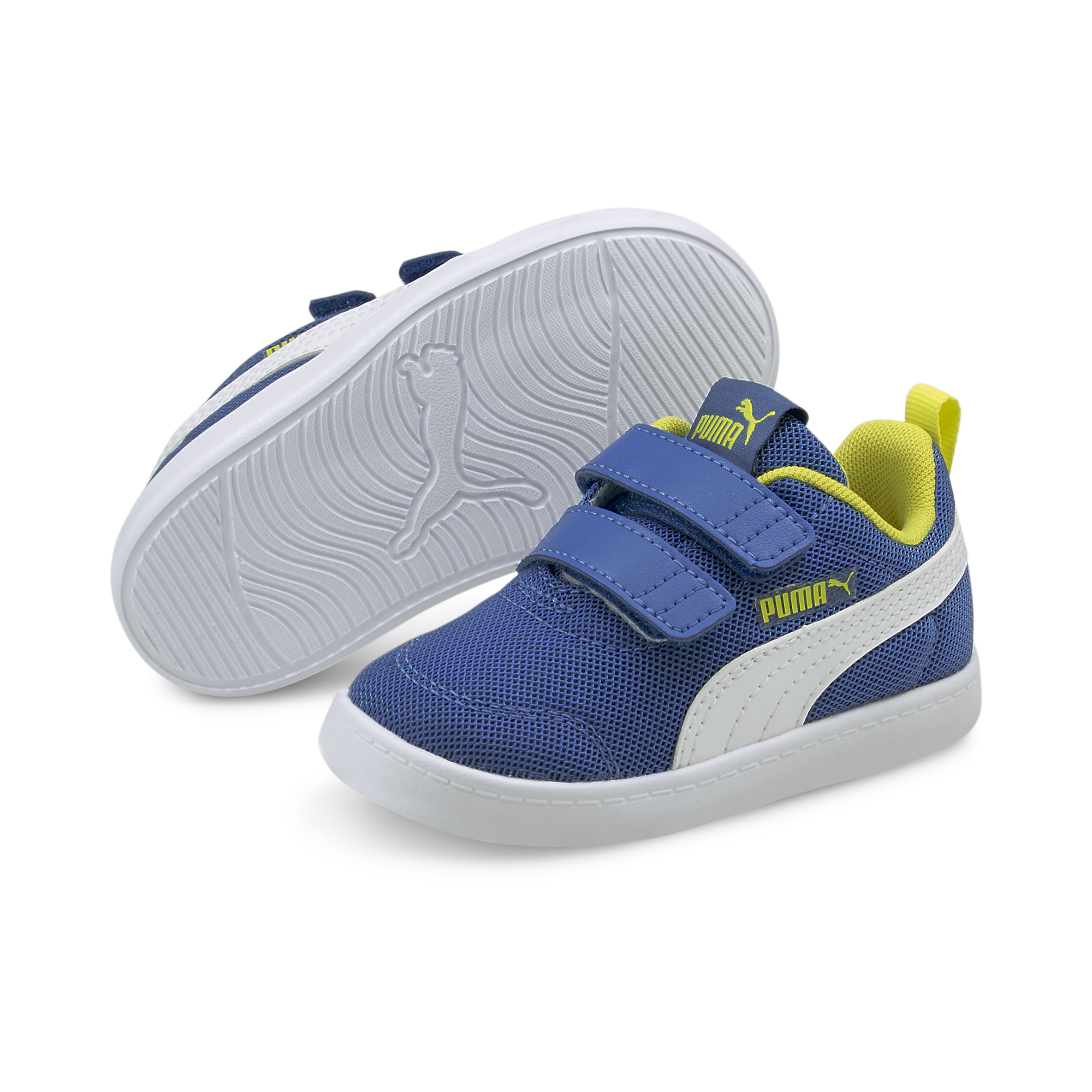 Sneakers primi passi blu da bambino con doppio velcro Puma Courtflex v2 Mesh V Inf, Brand, SKU s334000182, Immagine 0